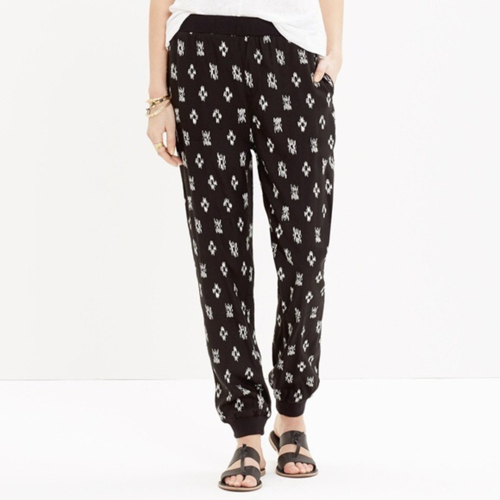 Madewell Pull-On Track Pants in Black Ikat